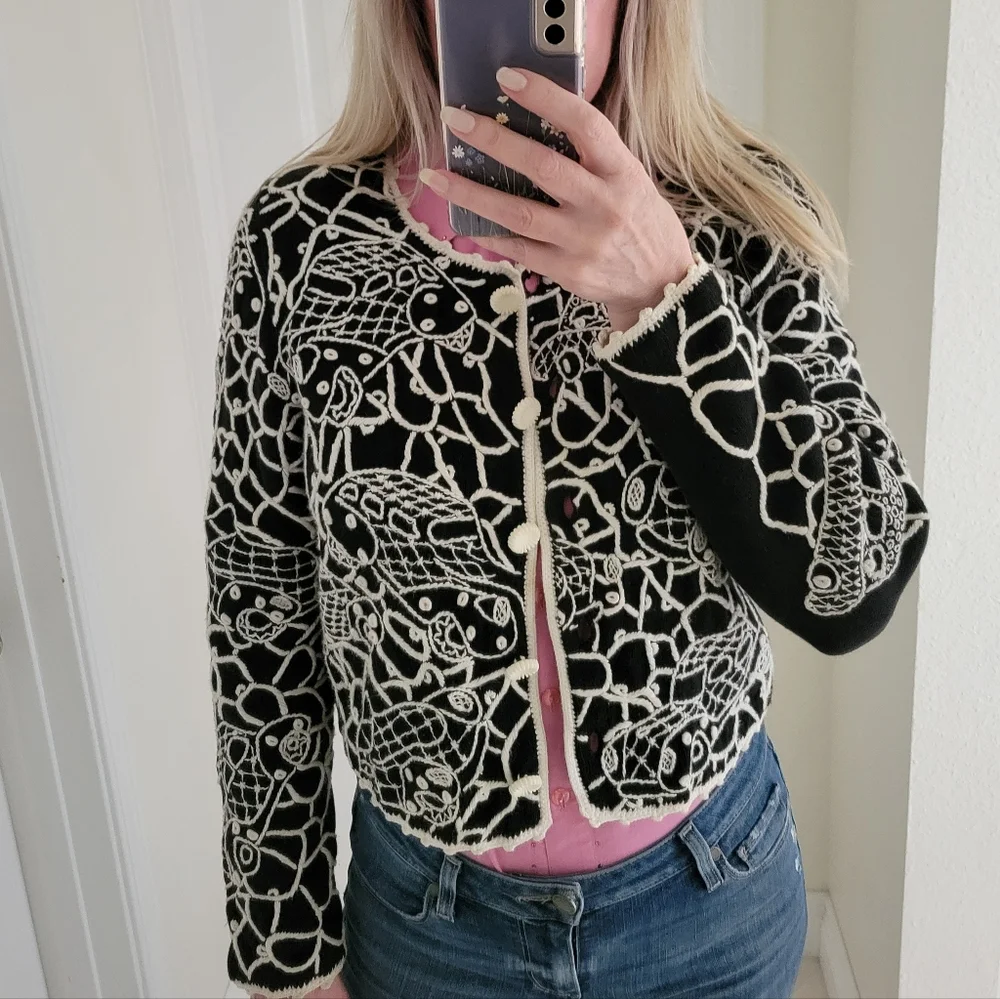 Michael Simon Car Crochet Edge Cotton Cardigan - Picture 10 of 10